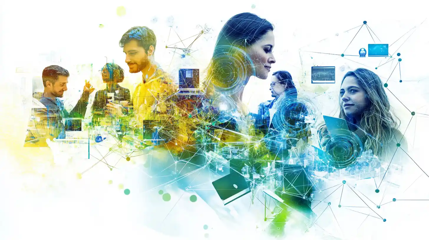 Image représentant une communauté en ligne active et croissante, connectée via des réseaux sociaux et des plateformes digitales.