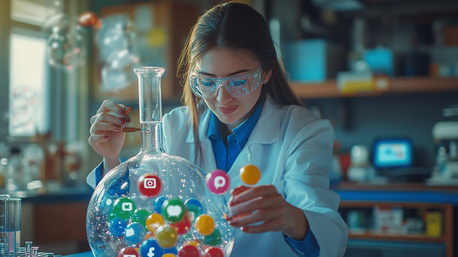Coach en train de faire des expériences en laboratoire de réseaux sociaux